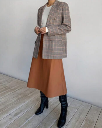 Blazer cuadros beige y marrón - Imagen 3