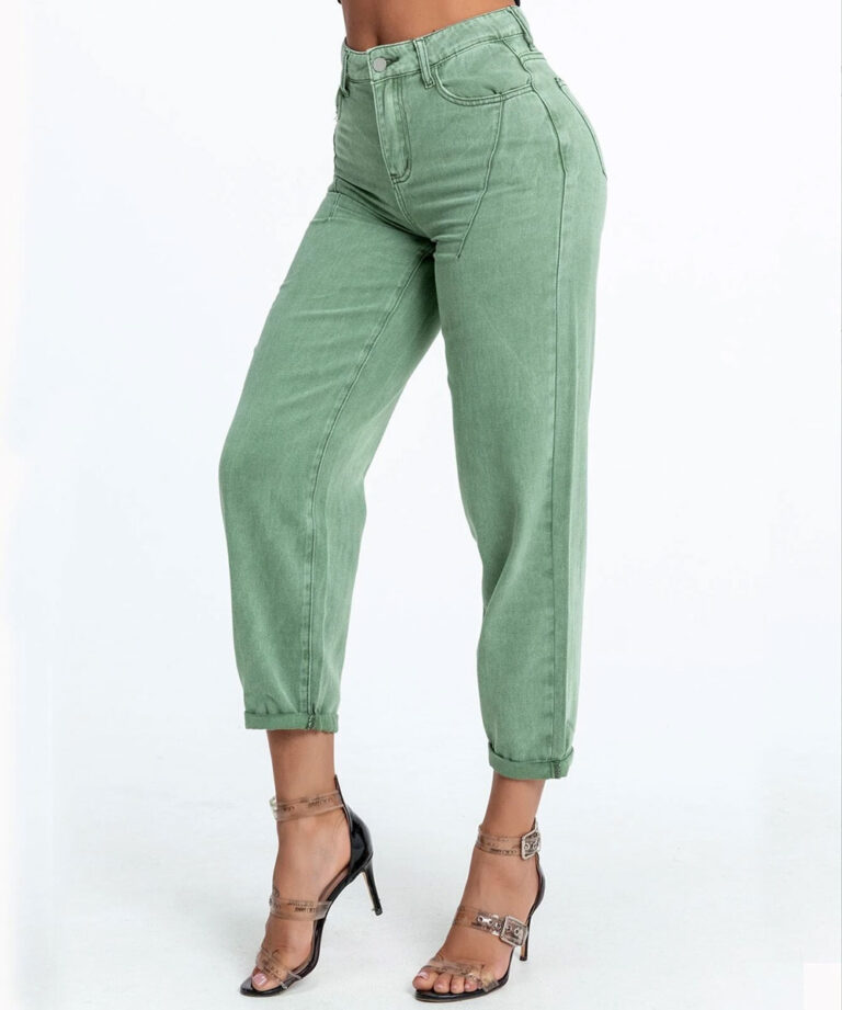 Jeans verde con doblez - Imagen 2
