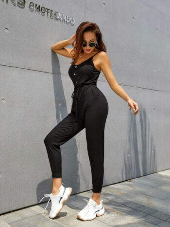 Enterizo negro de tirantes con bolsillo lateral - Imagen 4