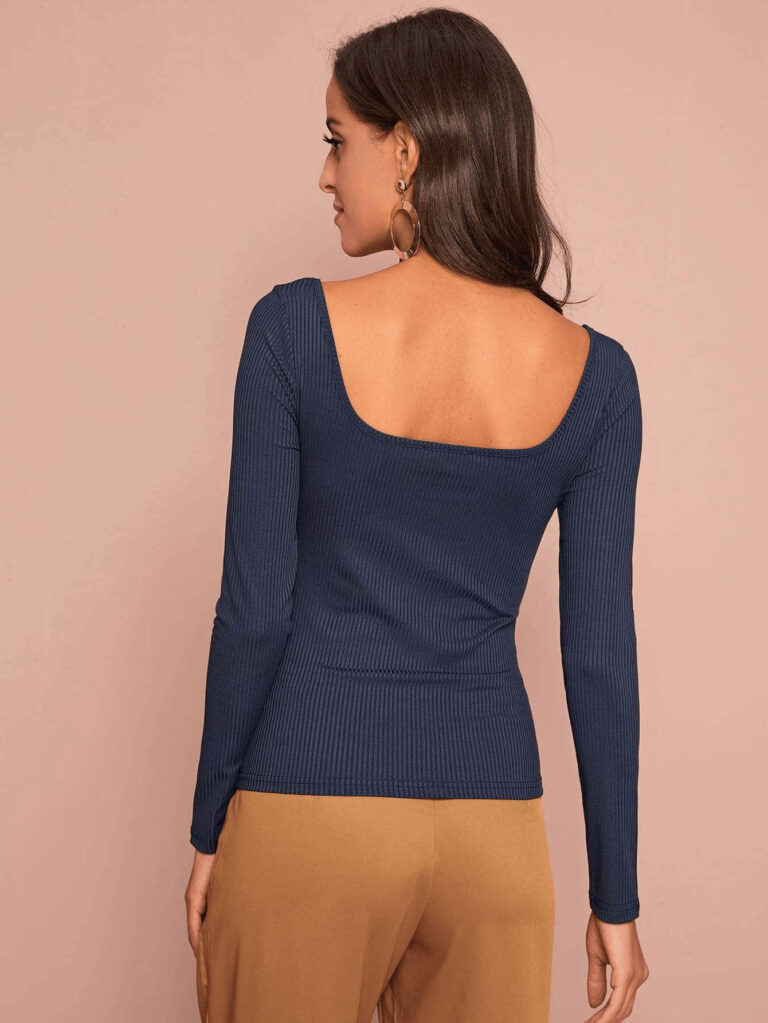 Top con botones delanteros de cuello cuadrado - Imagen 4