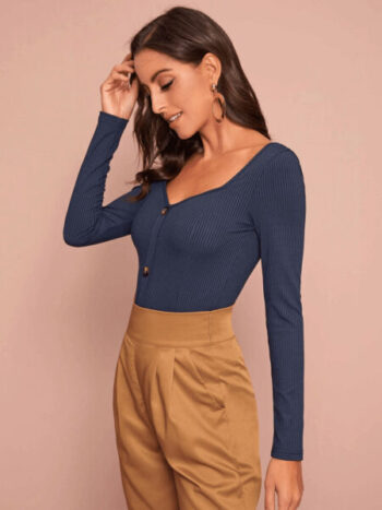 Top con botones delanteros de cuello cuadrado - Imagen 2