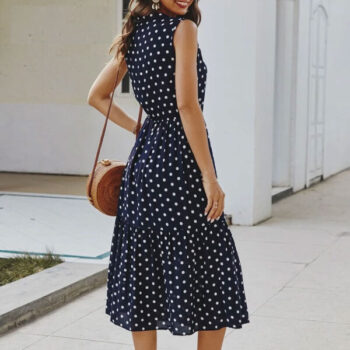 Vestido midi azul marino puntos blancos - Imagen 2