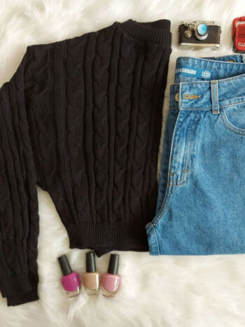 Sweater crop tejido