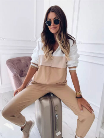 Buzo dos colores beige/blanco