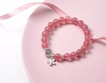 Pulsera perlas granate con puntos plata - Imagen 3