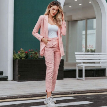 Conjunto rosa cuadros blancos - Imagen 2