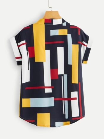 Blusa azul cuadros de colores - Imagen 2
