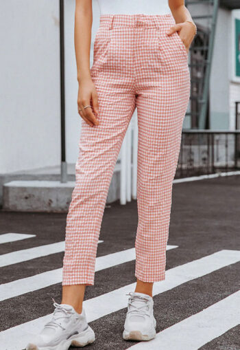 Pantalón rosa cuadros blancos - Imagen 2