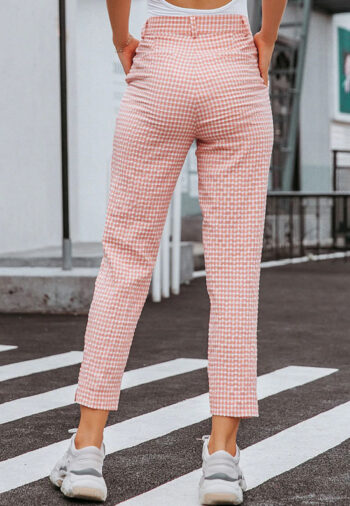 Pantalón rosa cuadros blancos - Imagen 4