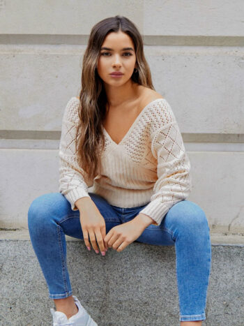 Sweater Tejido beige cuello V
