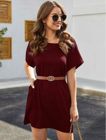 Vestido estilo camiseta de hombros caídos - Imagen 2