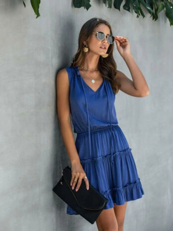 Vestido con fruncidos cuello alto - Imagen 2