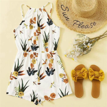 Enterizo short blanco floreado - Imagen 4