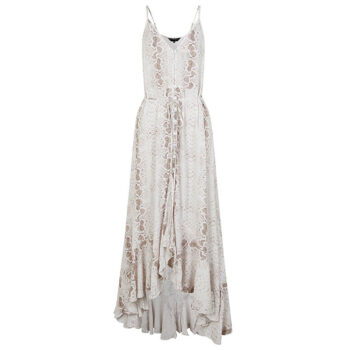 Vestido gris animal print con volantes y botones delanteros - Imagen 4