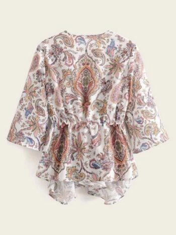 Blusa blanco hueso floreada soga - Imagen 2