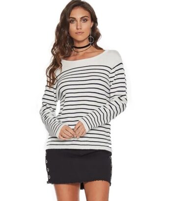 Sweater rayas negras abertura en espalda