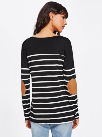 Polo negro rayas con parches en codos - Imagen 2