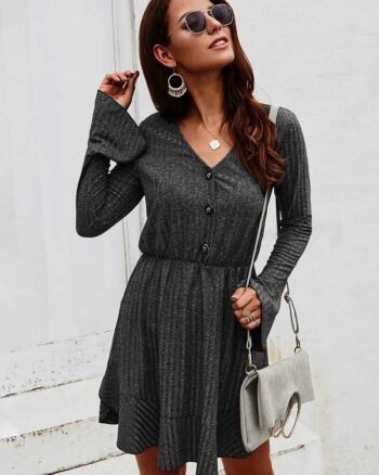 Vestido gris oscuro tejido - Imagen 2