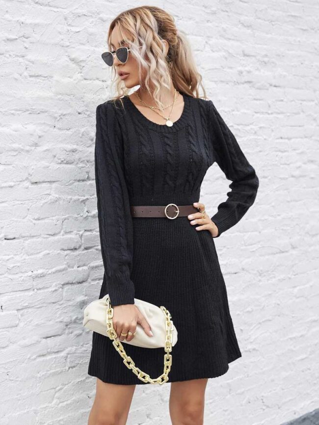 Vestido jersey negro manga larga - Imagen 4