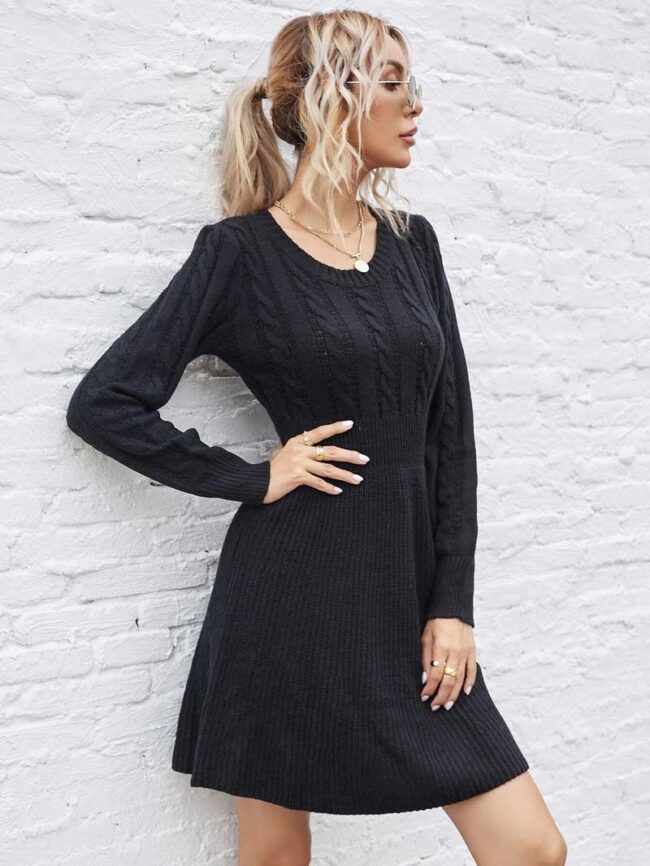 Vestido jersey negro manga larga - Imagen 2
