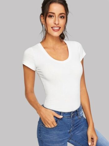 Polo blanco cuello redondo