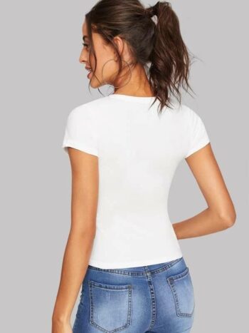 Polo blanco cuello redondo - Imagen 3