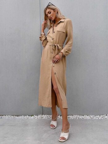 Vestido camisero con cinturón - Imagen 7