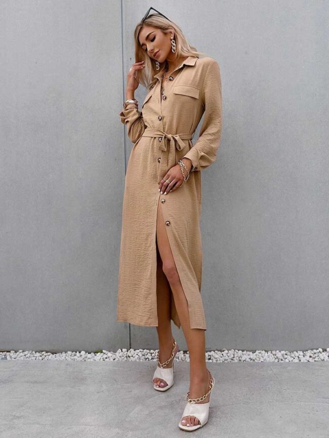 Vestido camisero con cinturón - Imagen 7