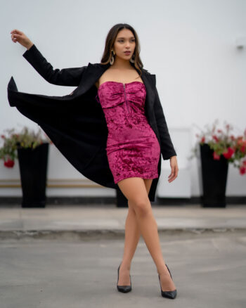 Vestido strapless aterciopelado - Imagen 4