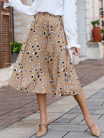Falda beige con estampado leopardo