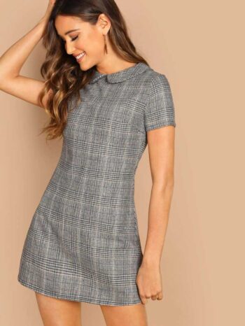 Vestido cuadros cuello peter pan