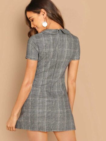 Vestido cuadros cuello peter pan - Imagen 4