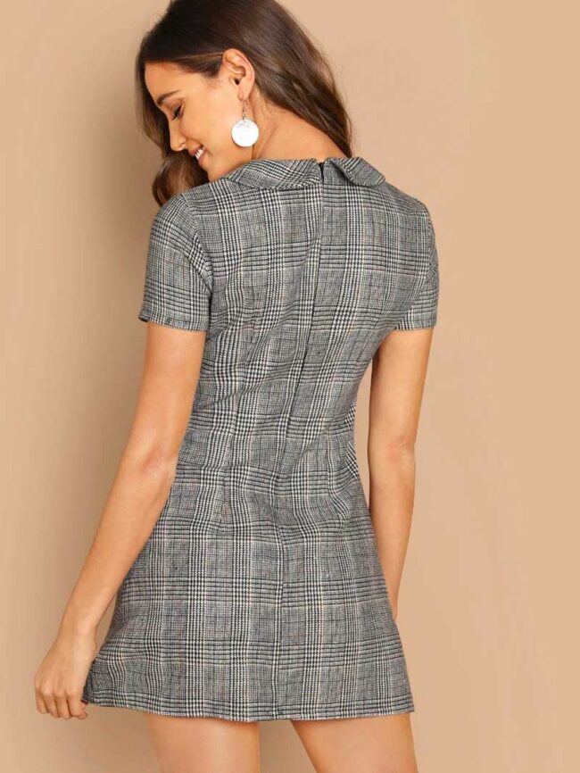Vestido cuadros cuello peter pan - Imagen 4