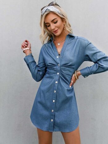 Vestido denim con botones dorados - Imagen 2