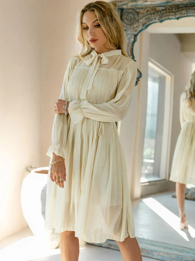 Vestido fruncido con corbata - Imagen 2