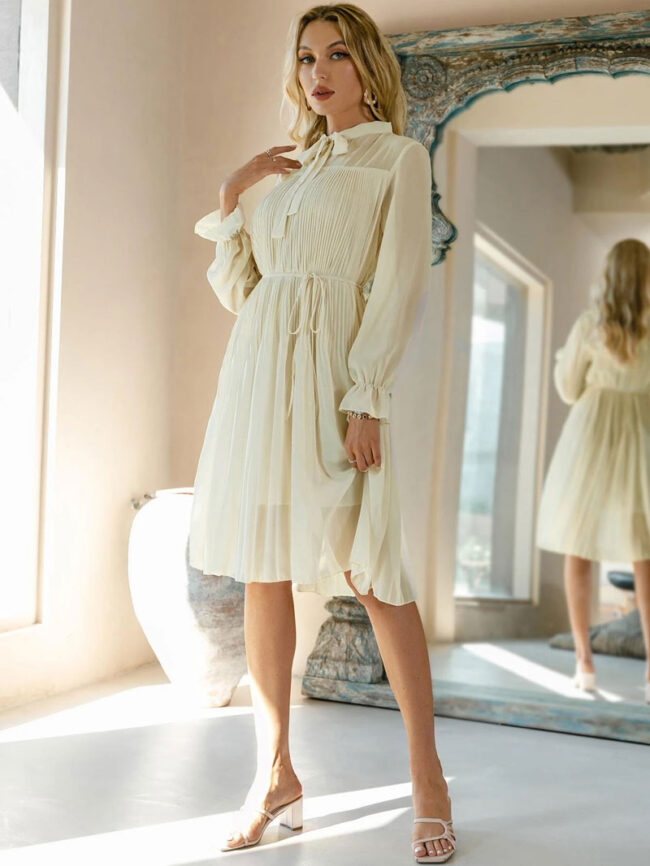 Vestido fruncido con corbata - Imagen 3
