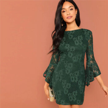 Vestido verde encaje fiesta
