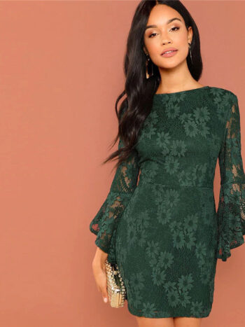 Vestido verde encaje fiesta