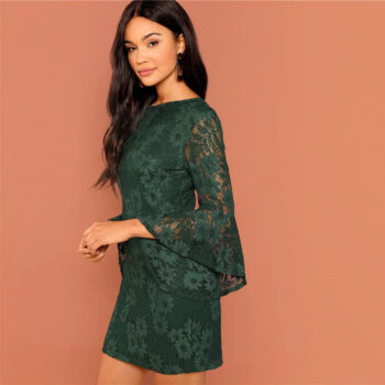 Vestido verde encaje fiesta - Imagen 2