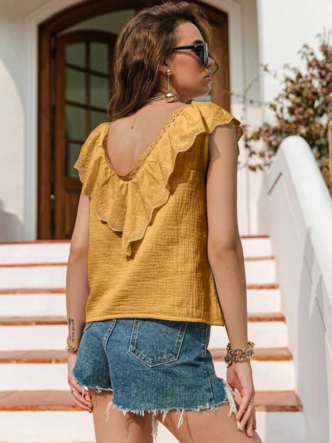 Blusa con flecos en V - Imagen 4