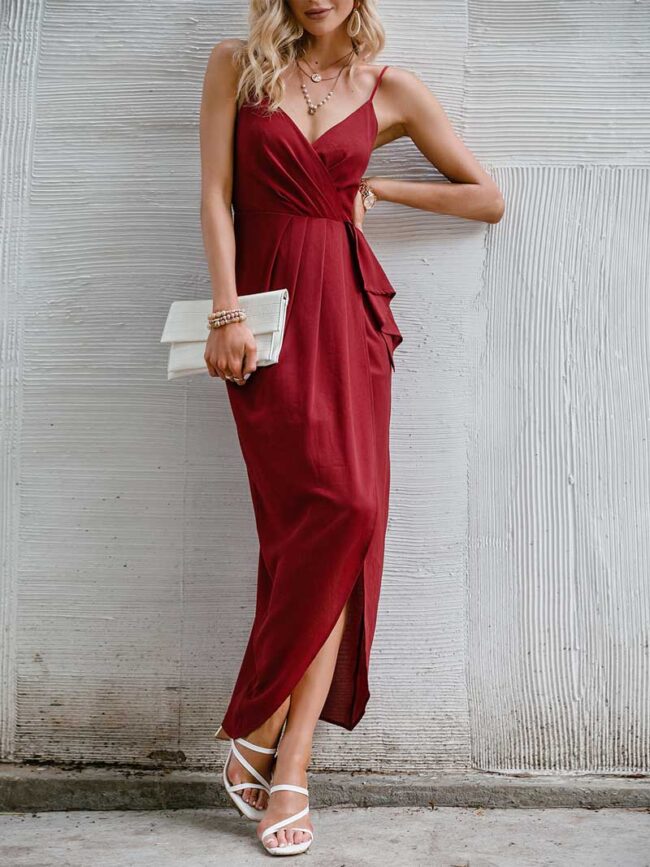 Maxi vestido borgoña elegante - Imagen 2