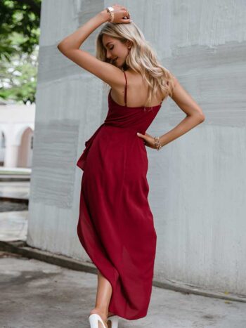 Maxi vestido borgoña elegante - Imagen 3