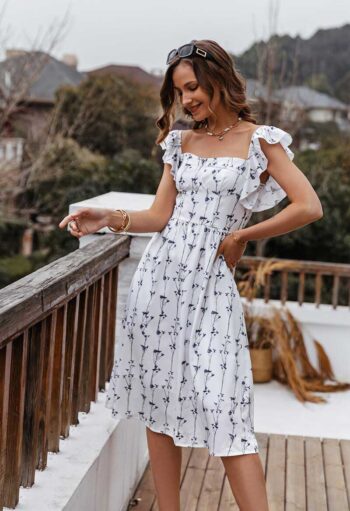 Vestido blanco estampado floral - Imagen 4