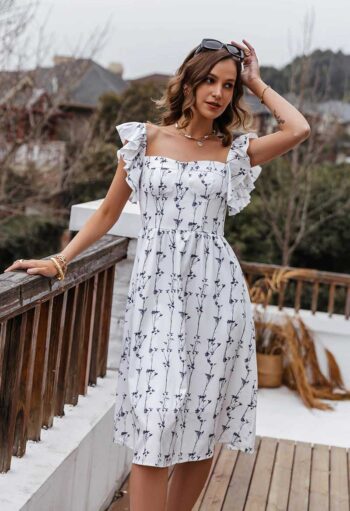 Vestido blanco estampado floral - Imagen 3