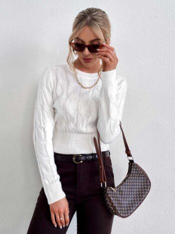 Jersey ivory con pretina en cintura