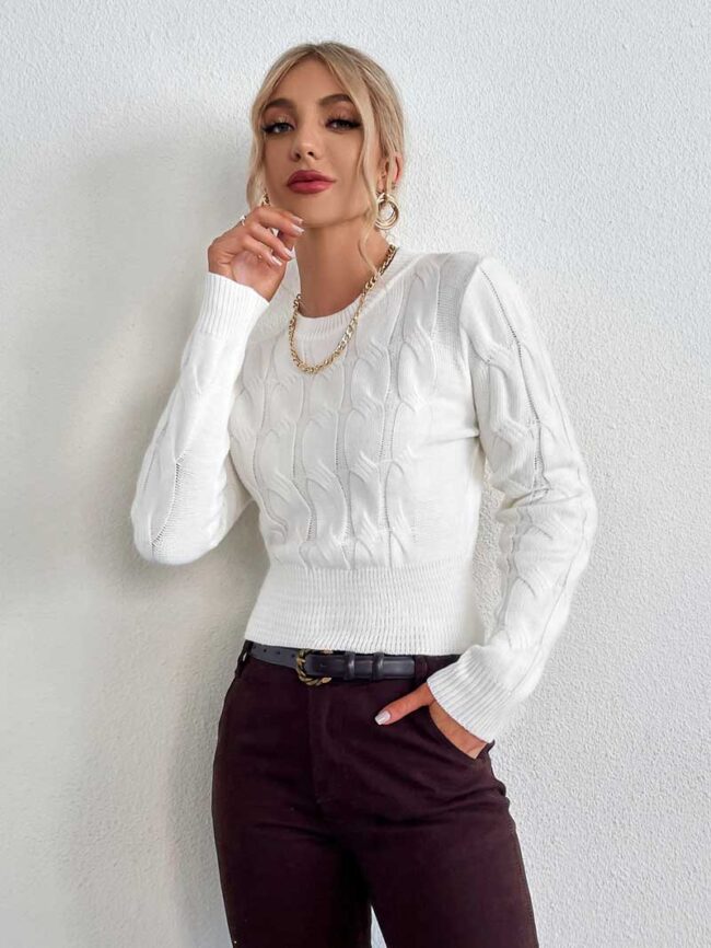 Jersey ivory con pretina en cintura - Imagen 2