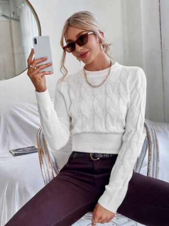 Jersey ivory con pretina en cintura - Imagen 3