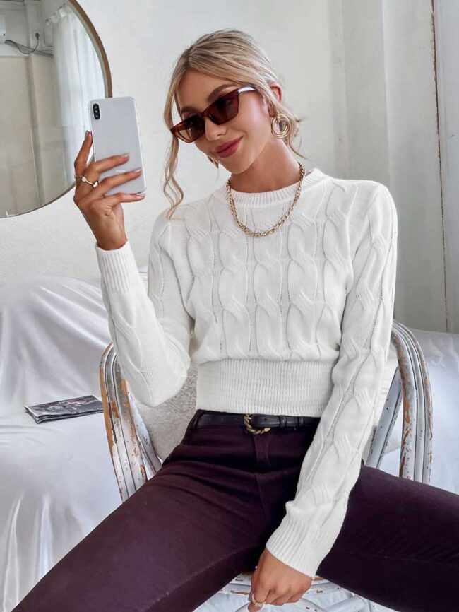 Jersey ivory con pretina en cintura - Imagen 3