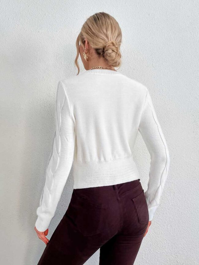 Jersey ivory con pretina en cintura - Imagen 6