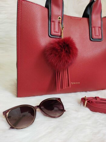 Cartera Pompom borgoña - Imagen 8